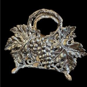 1990s Vintage Godinger Silver Plated Napkin/Letter Holder Ornate Accent Decor